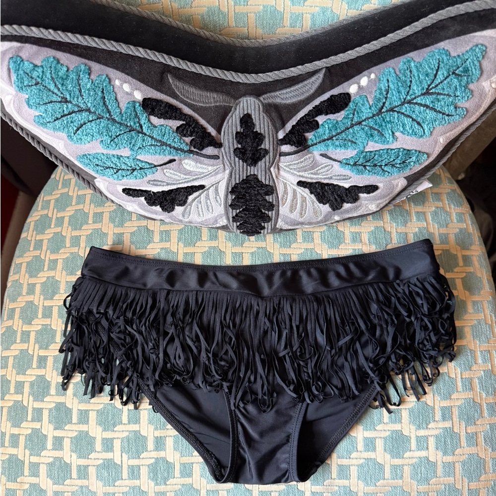 Women’s Black Fringe Swim Bottoms